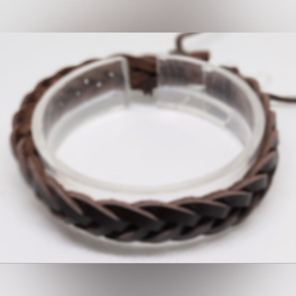 Men's Leather‎ Bracelet Braided Brown F1